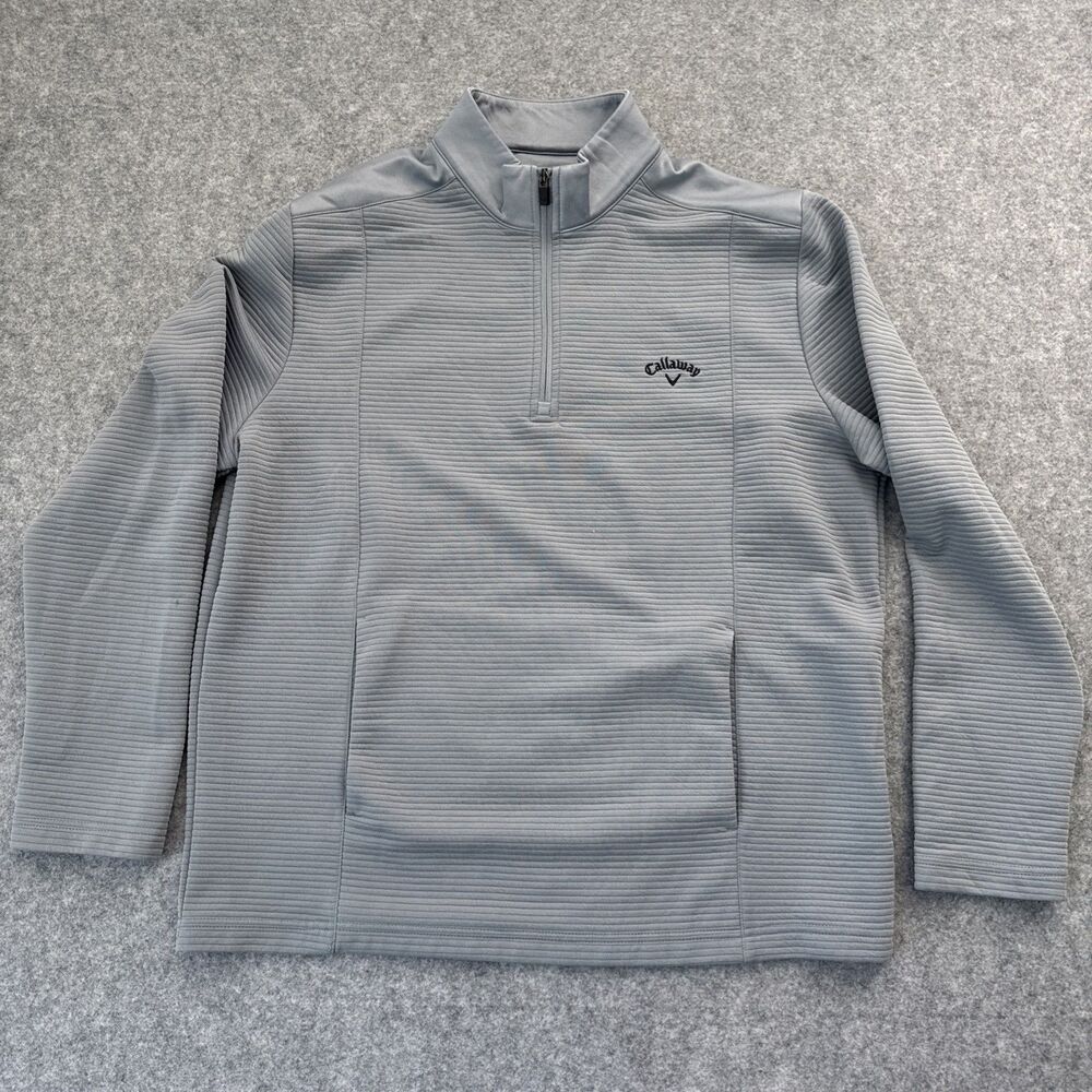 Callaway Sweater Adult Size L Gray Quarter Zip Pullover Long Sleeve